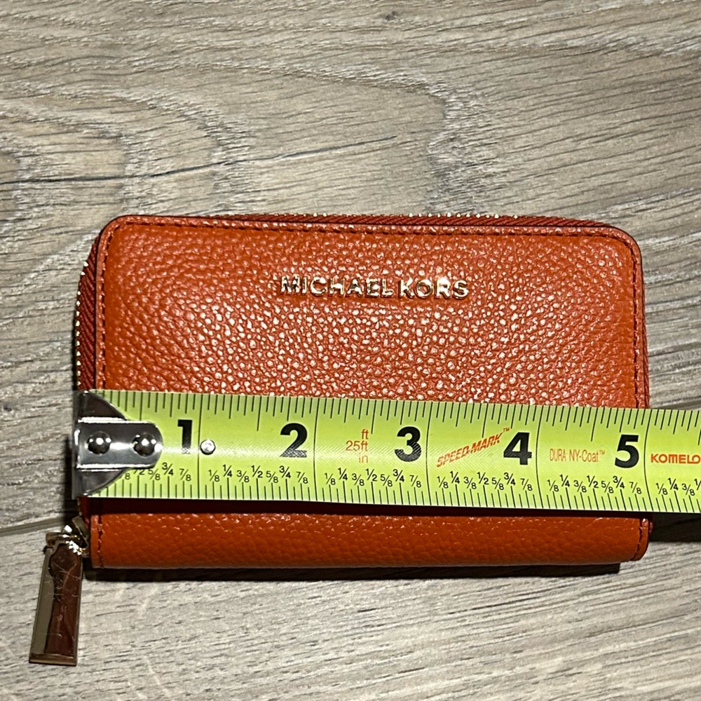 Jet Set Small Zip Around Leather Card Case / Wallet Orange - Picture 7 of 9